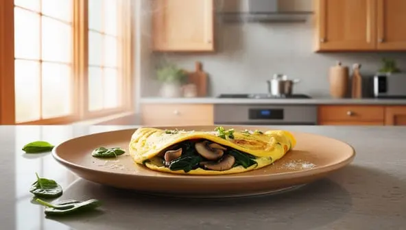 Vegetable Omelet with Spinach and Mushrooms